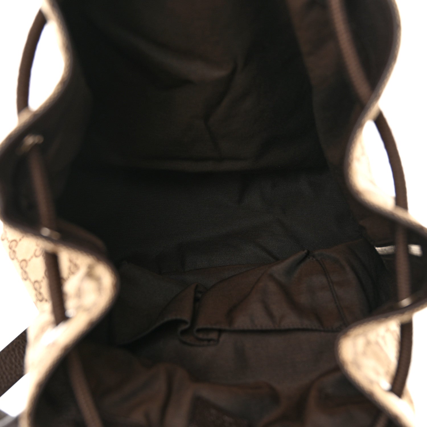 Gucci Monogram Dollar Calfskin O Drawstring Backpack Beige Ebony Testa di Moro Dark Chocolate 5 of 11