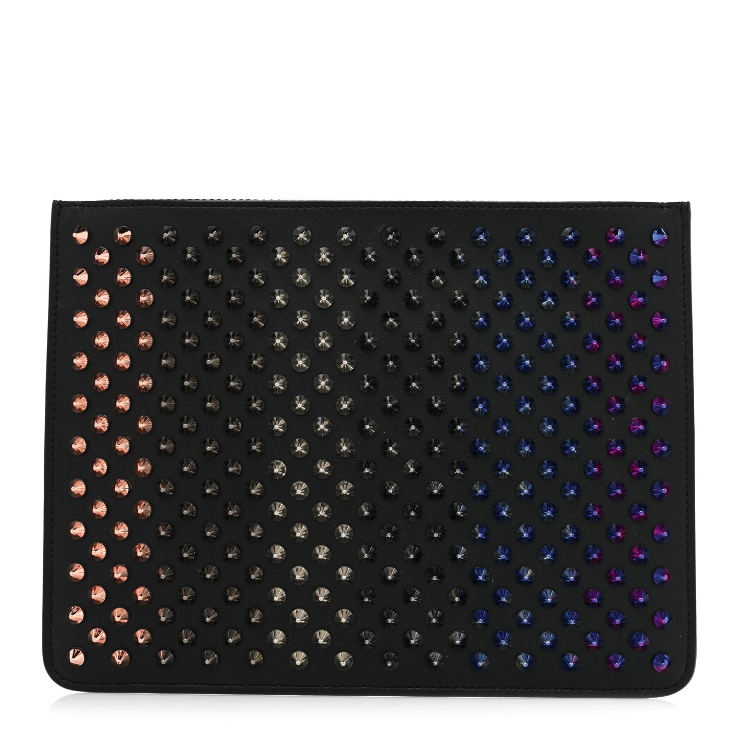 Calfskin Spiked Medium Pouch Black