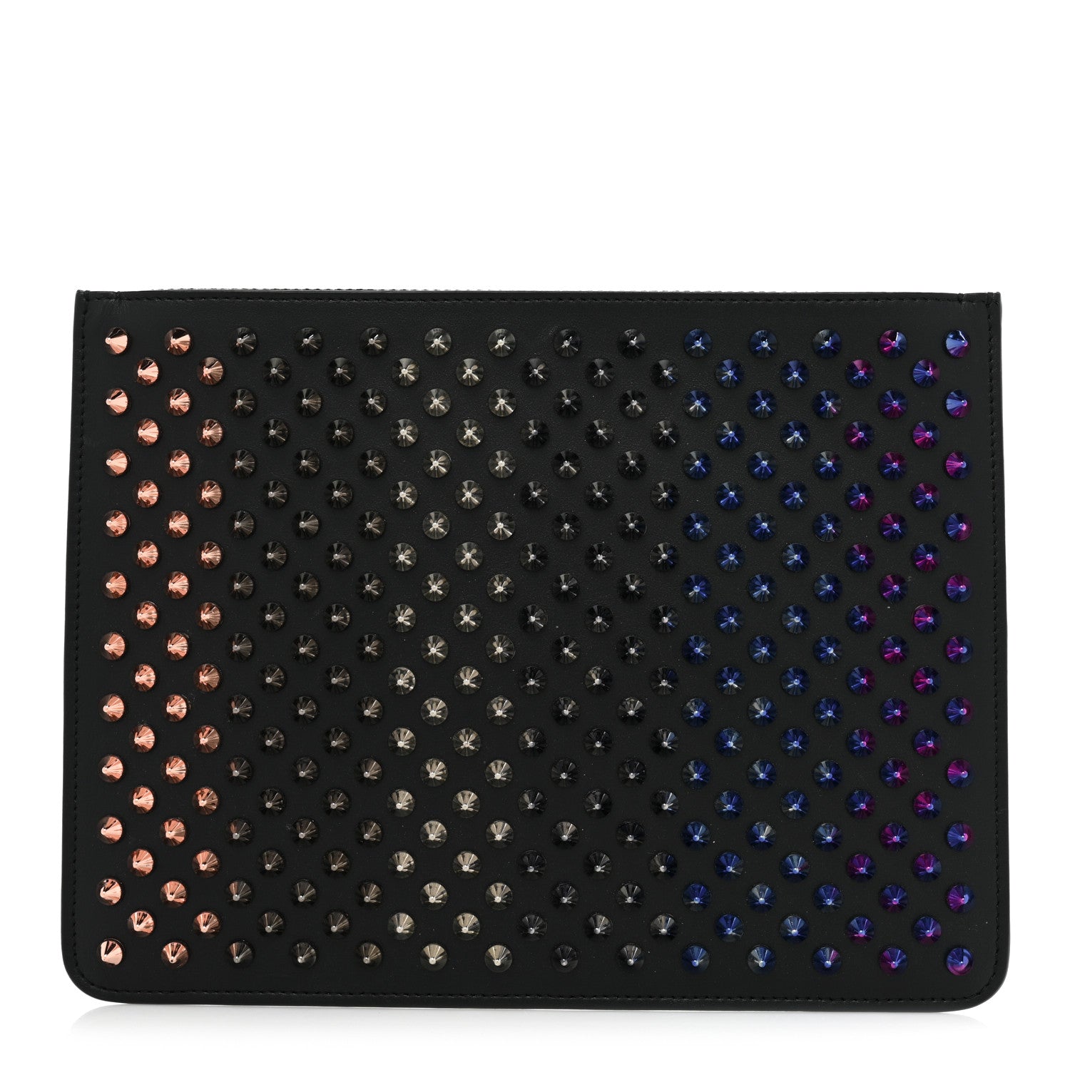 Christian Louboutin Calfskin Spiked Medium Pouch Black 1 of 10