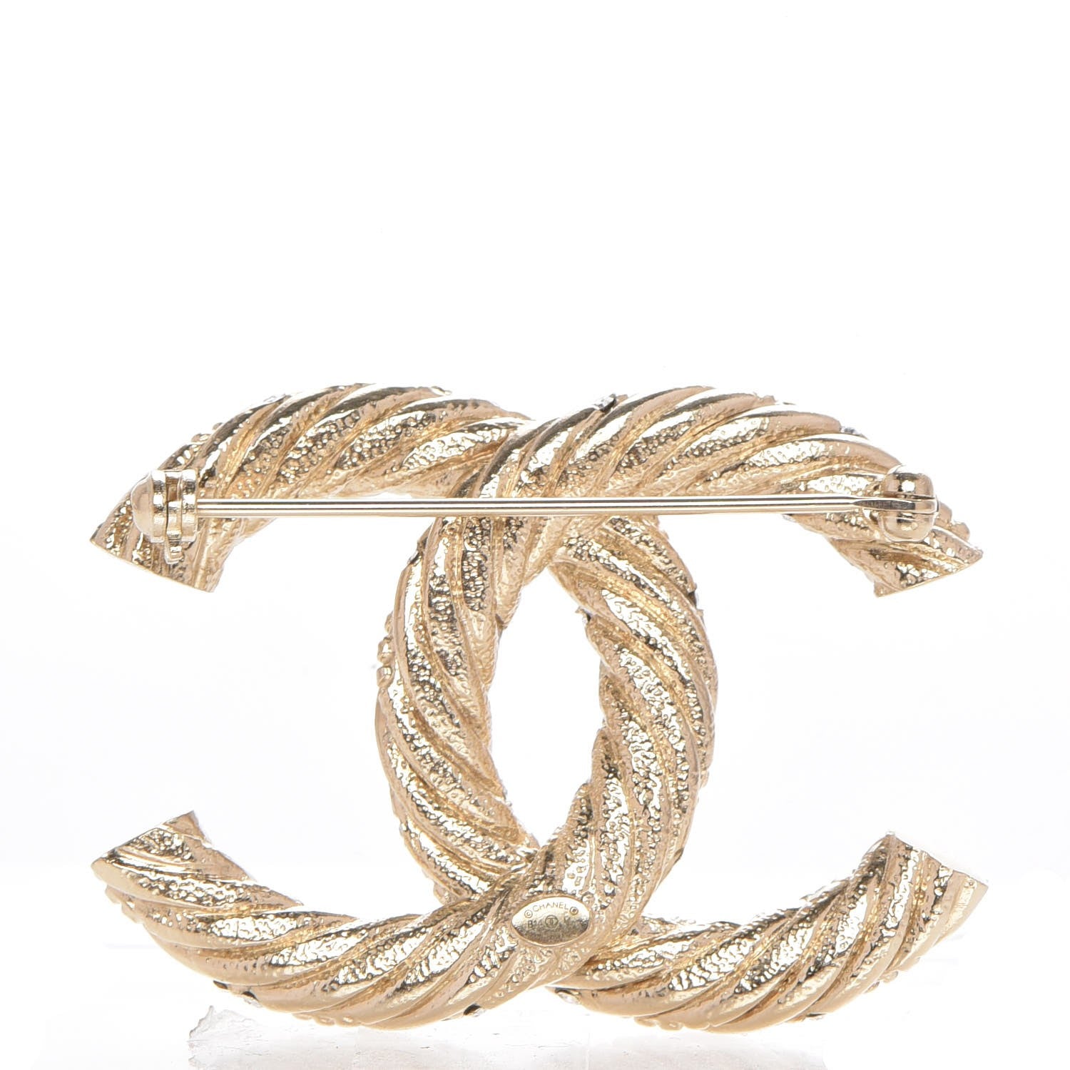 Chanel Crystal Twisted CC Brooch Light Gold 3 of 5