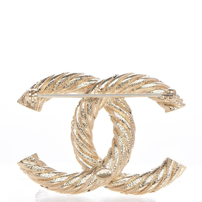 Chanel Crystal Twisted CC Brooch Light Gold 3 of 5