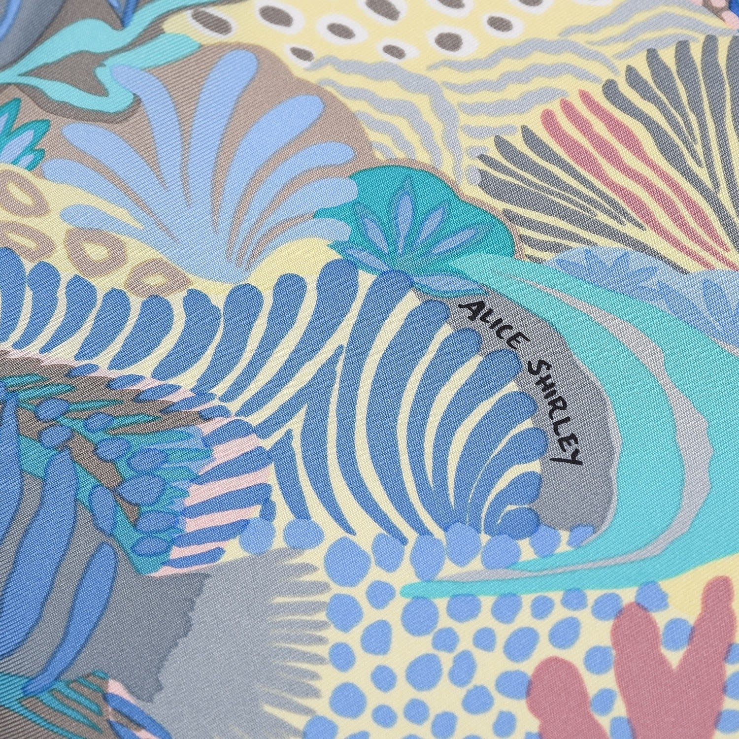 Hermes Silk Under The Waves Scarf 90 Aqua Rose Pale Turquoise 4 of 6