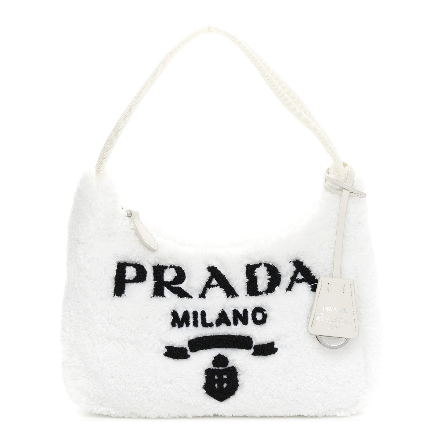 Terry Cloth Mini Re-Edition 2000 Bag White Black