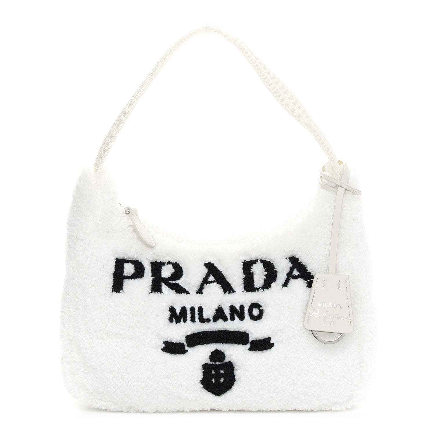 Prada Terry Cloth Mini Re-Edition 2000 Bag White Black 1 of 9