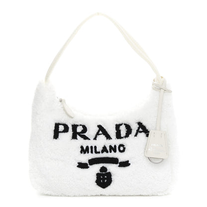Prada Terry Cloth Mini Re-Edition 2000 Bag White Black 1 of 9