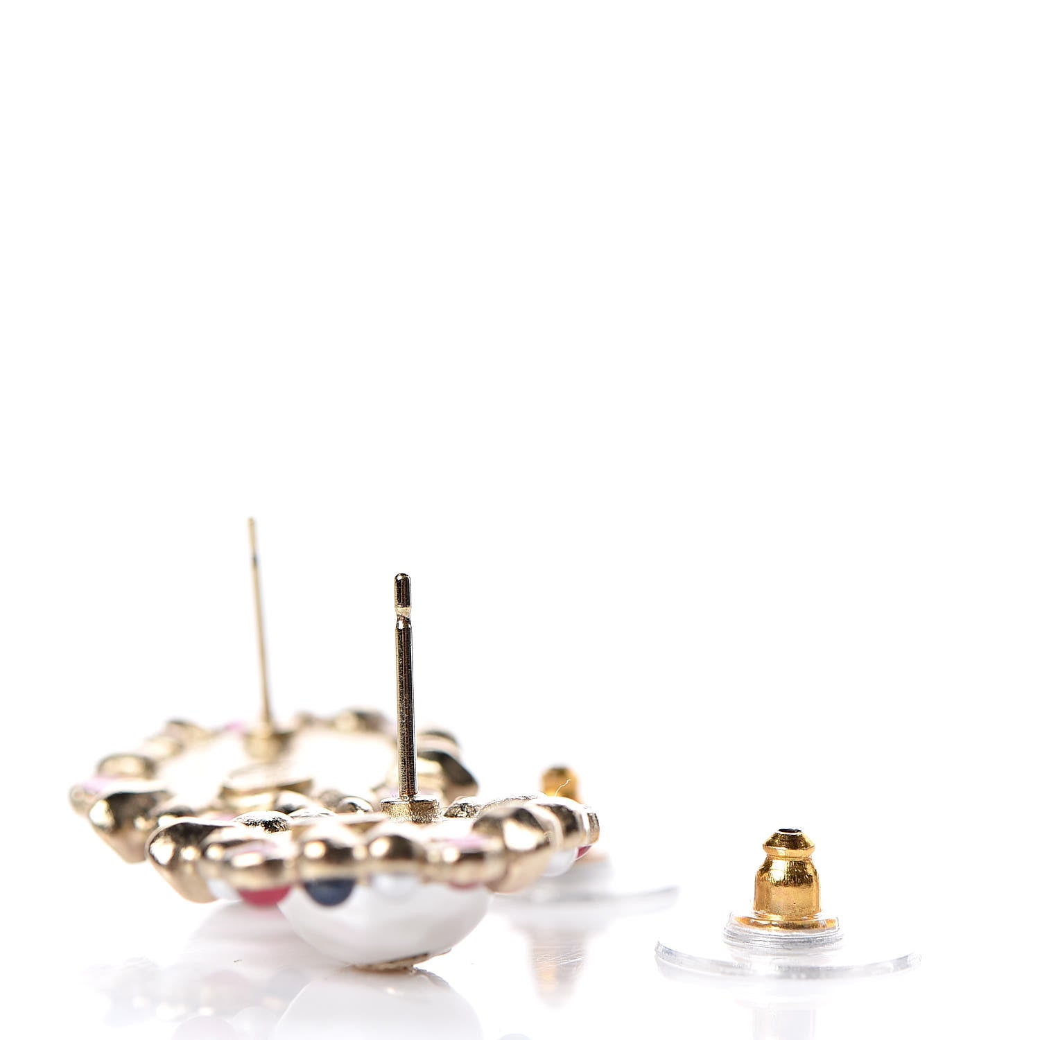 Chanel Pearl Resin CC Earrings Multicolor Gold 3 of 5
