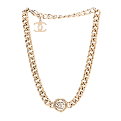 Chanel Pearl Crystal CC Chain Choker Necklace Gold 3 of 4