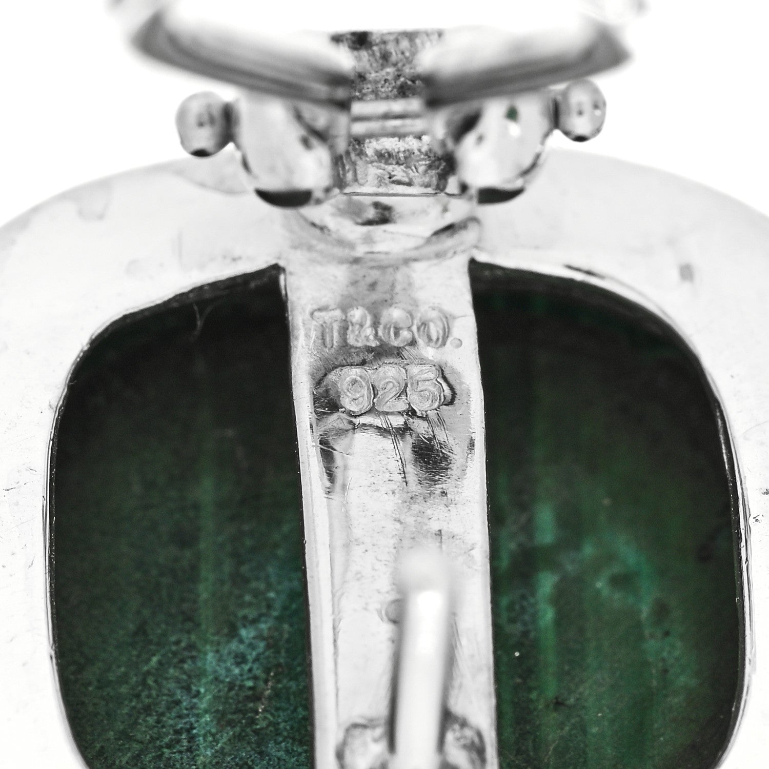 Tiffany Sterling Silver Malachite Square Earrings 4 of 4