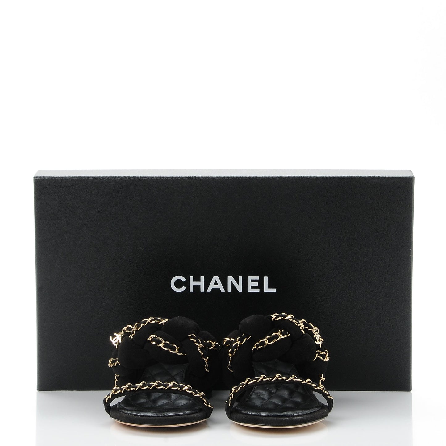 Kid Suede Chain Braided Sandals 36 Black