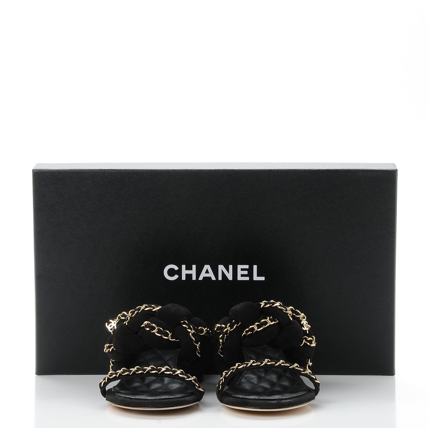 Chanel Kid Suede Chain Braided Sandals 36 Black 9 of 9