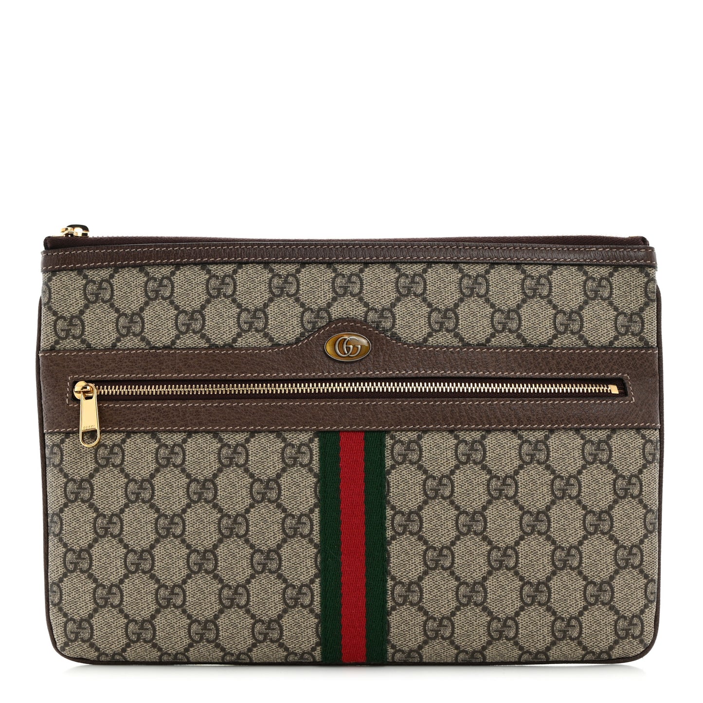 GG Supreme Monogram Large Ophidia Pouch Clutch Brown