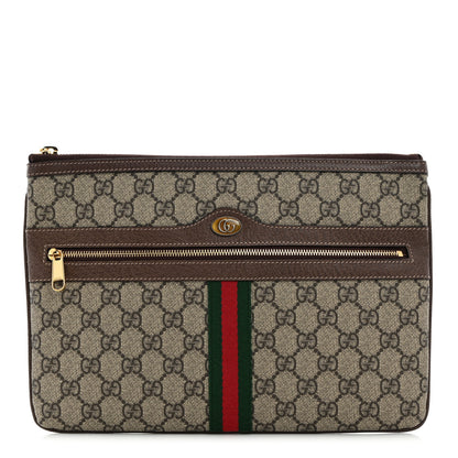 Gucci GG Supreme Monogram Large Ophidia Pouch Clutch Brown 1 of 7