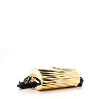 Saint Laurent Ribbed Plexiglass Lambskin Fringe Monogram Opium Box Bag Gold 4 of 10