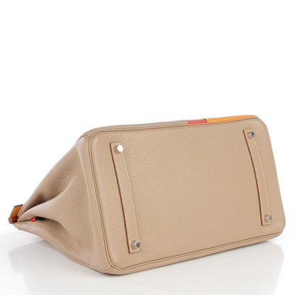 Hermes Taurillon Clemence Swift Tri-Color Birkin 35 Sanguine Gris Tourterelle Moutarde 4 of 23