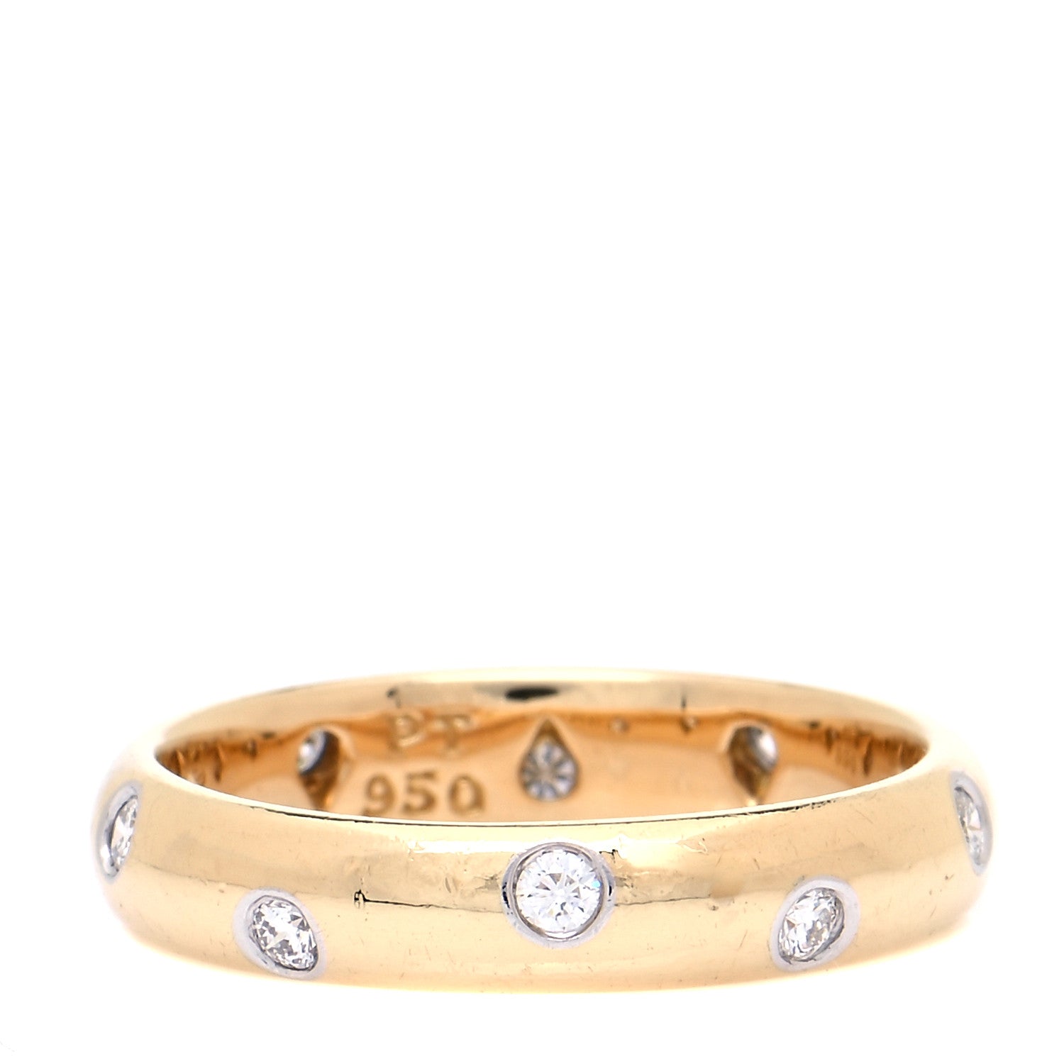 Tiffany 18K Yellow Gold Platinum Diamond 4mm Etoile Band Ring 53 6.5 1 of 7