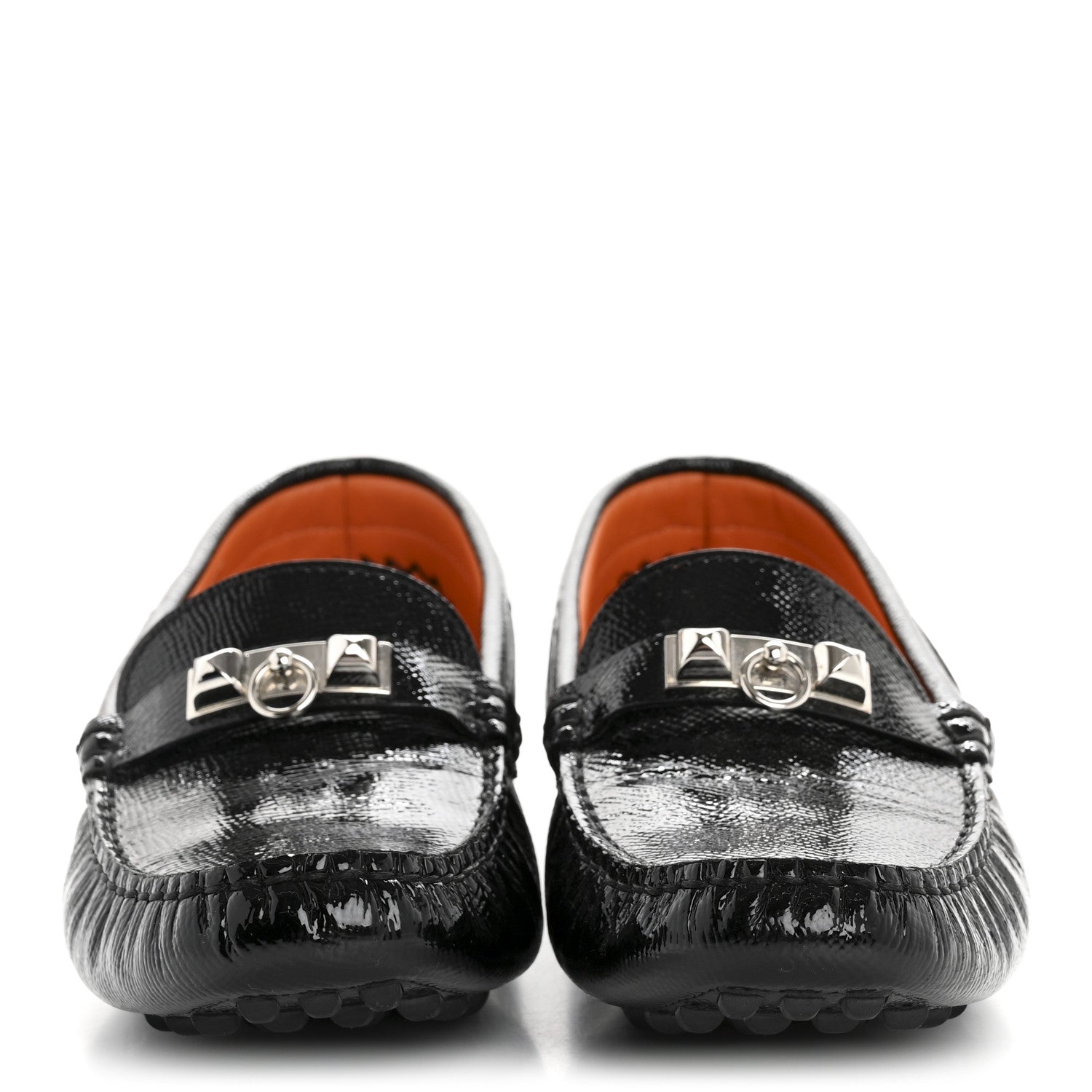 Hermes Patent Epsom Womens Irving Driving Moccasin Loafers 37 Black 5 of 22