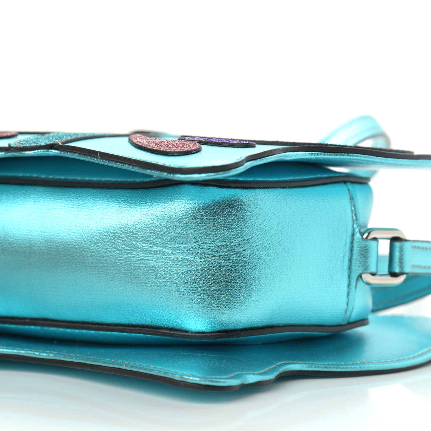 Metallic Calfskin Childrens Butterfly Bag Blue