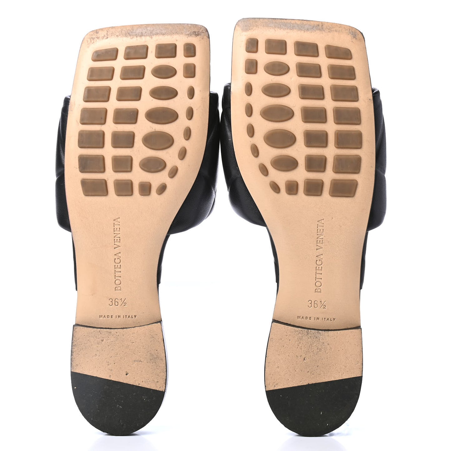 Nappa Quilted Rubber Lido Flat Sandals 36.5 Black