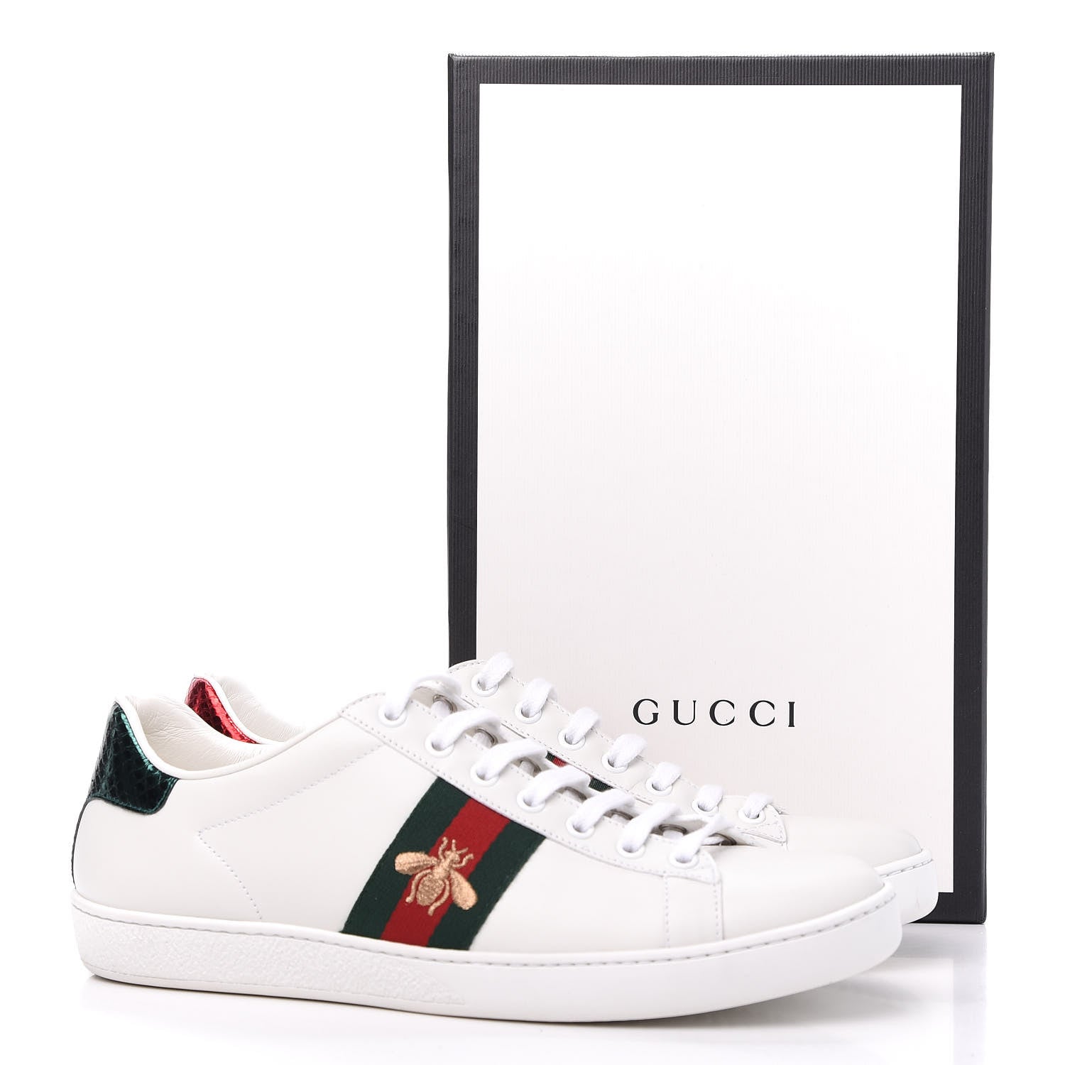 Gucci Calfskin Ayers Web Bee Embroidered Ace Sneakers 40 White 11 of 11
