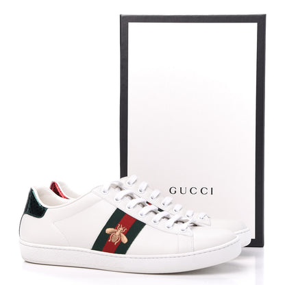 Gucci Calfskin Ayers Web Bee Embroidered Ace Sneakers 40 White 11 of 11