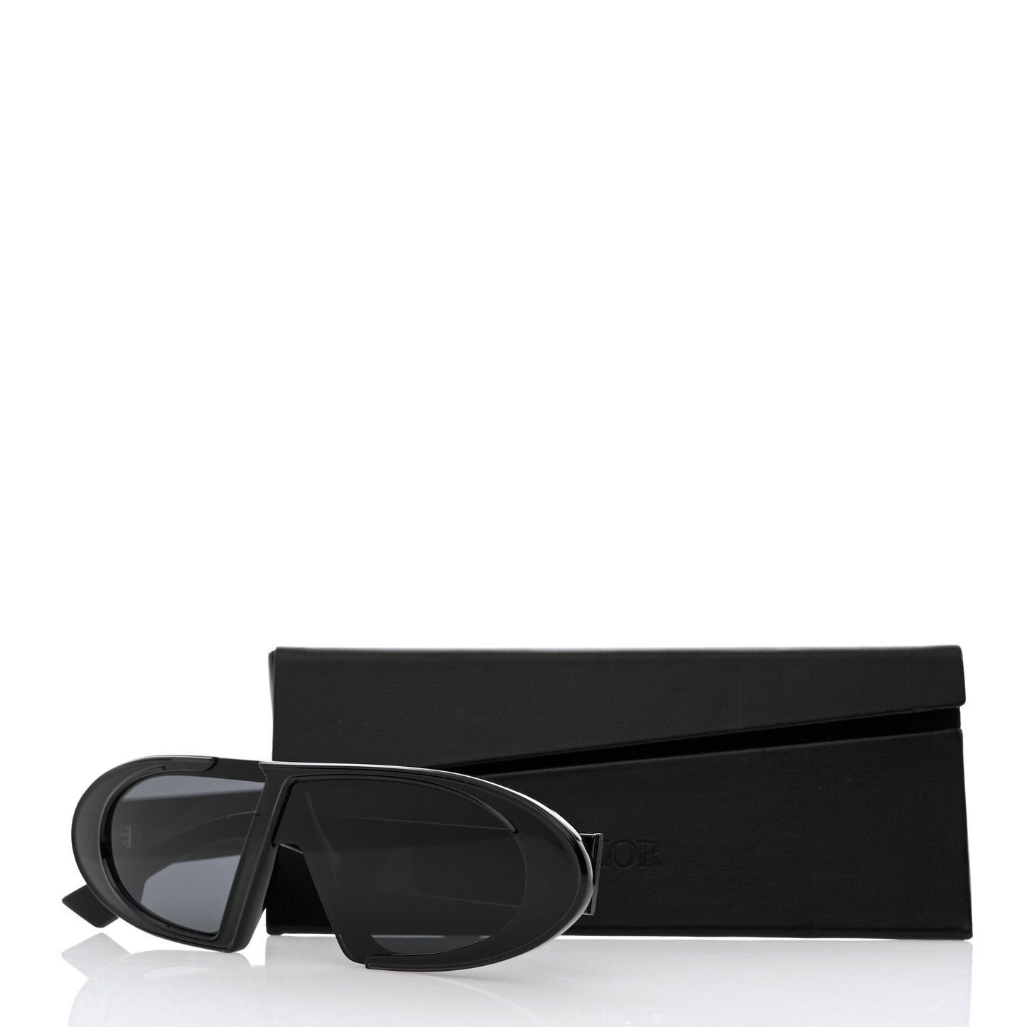 Acetate Oblique Oval Sunglasses Black