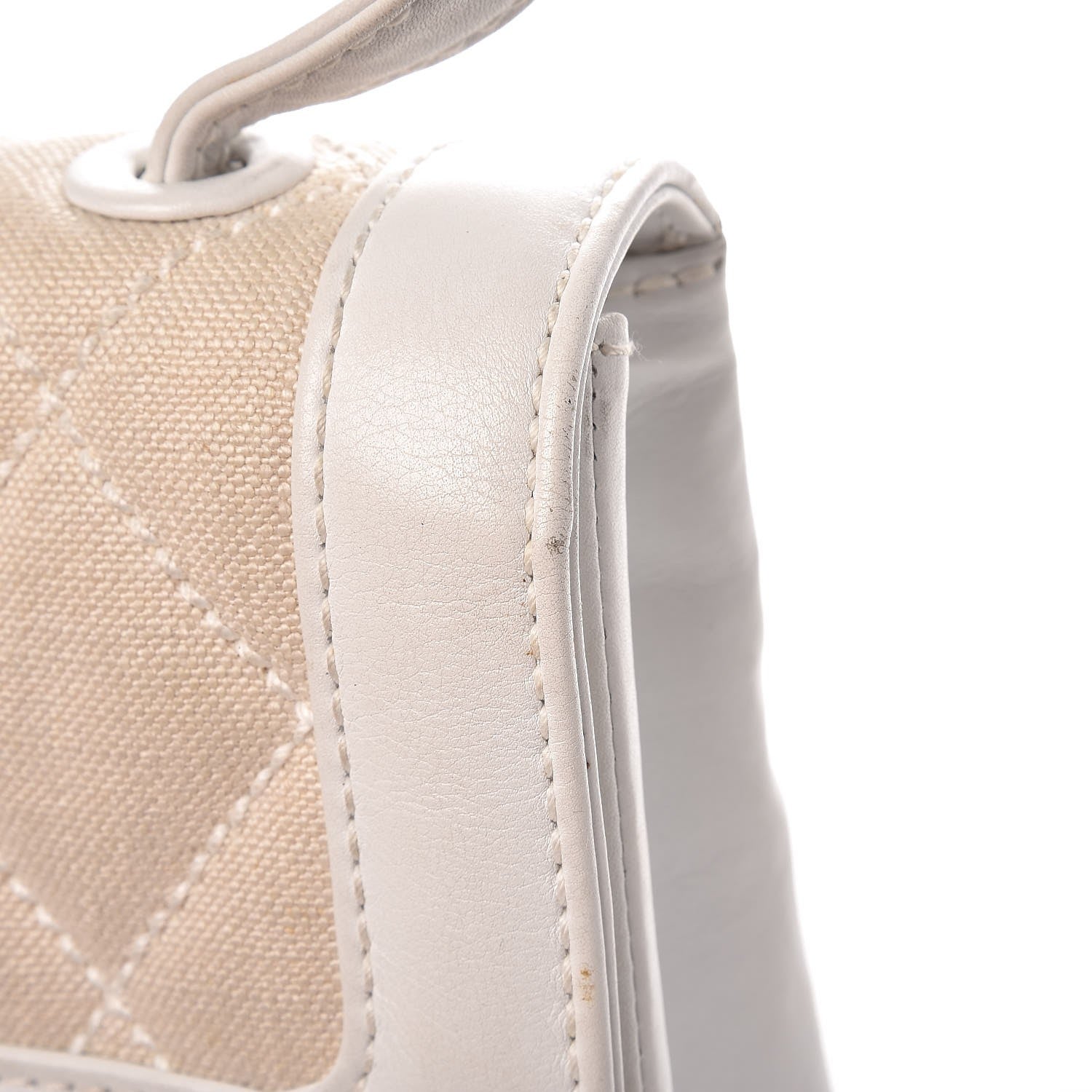 Chanel Lambskin Canvas Quilted Top Handle Flap Bag White 12 of 27