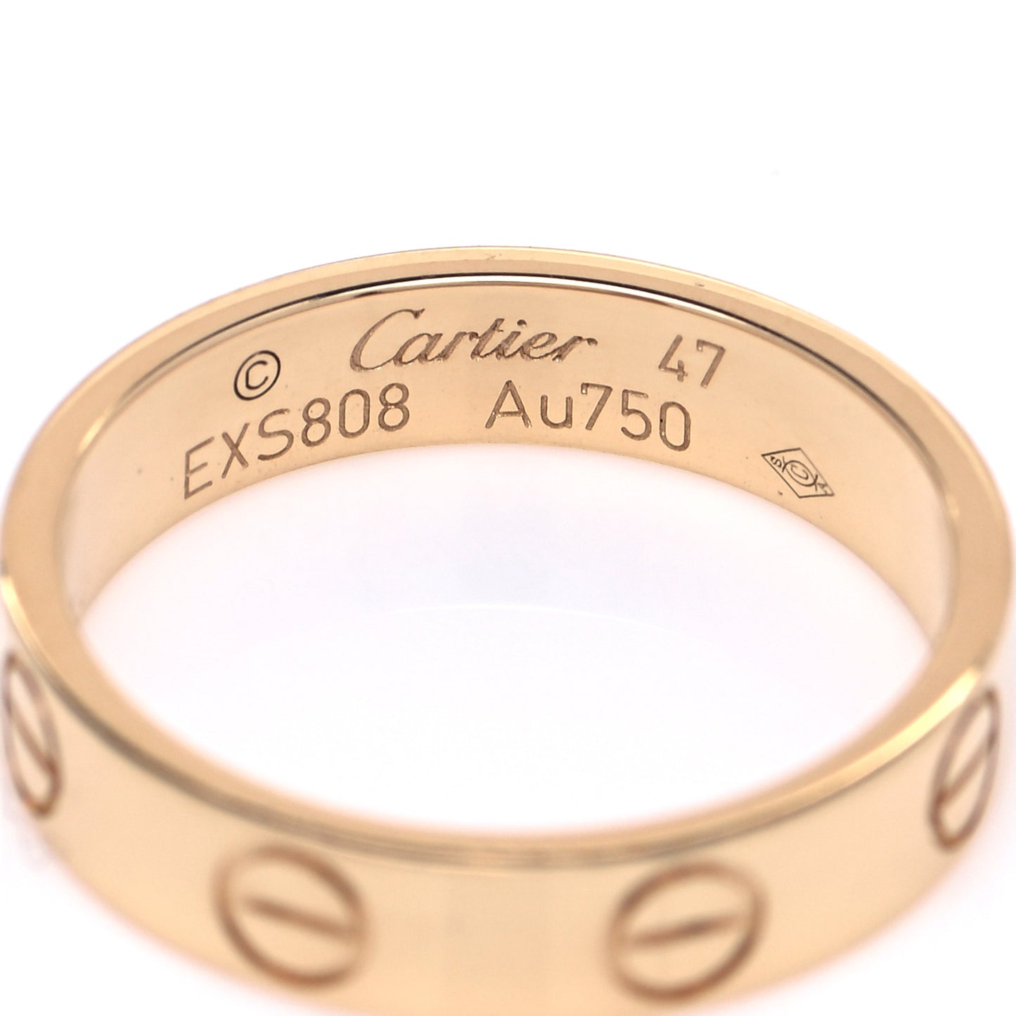 18K Yellow Gold 3.5mm LOVE Wedding Band Ring 47 4