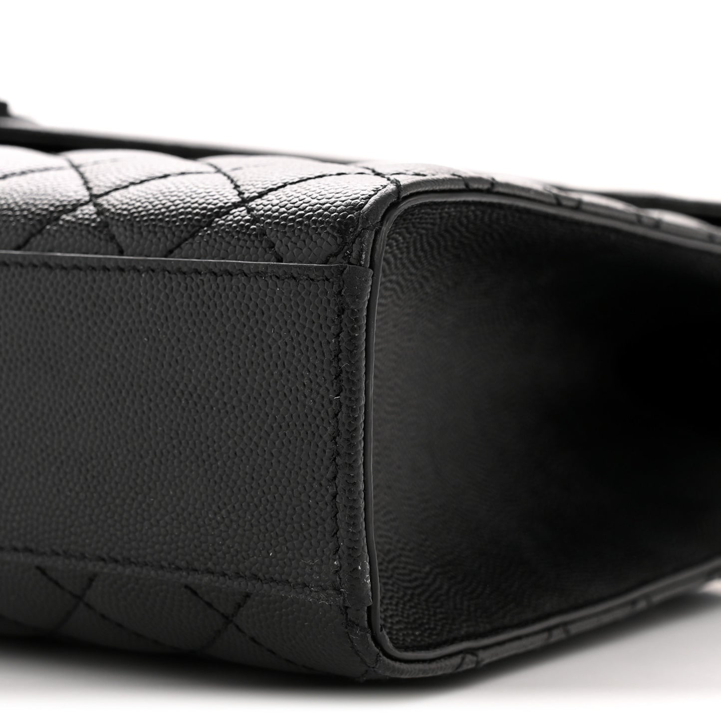 Grain De Poudre Textured Mixed Matelasse Large Triquilt Monogram Monochrome Satchel Black