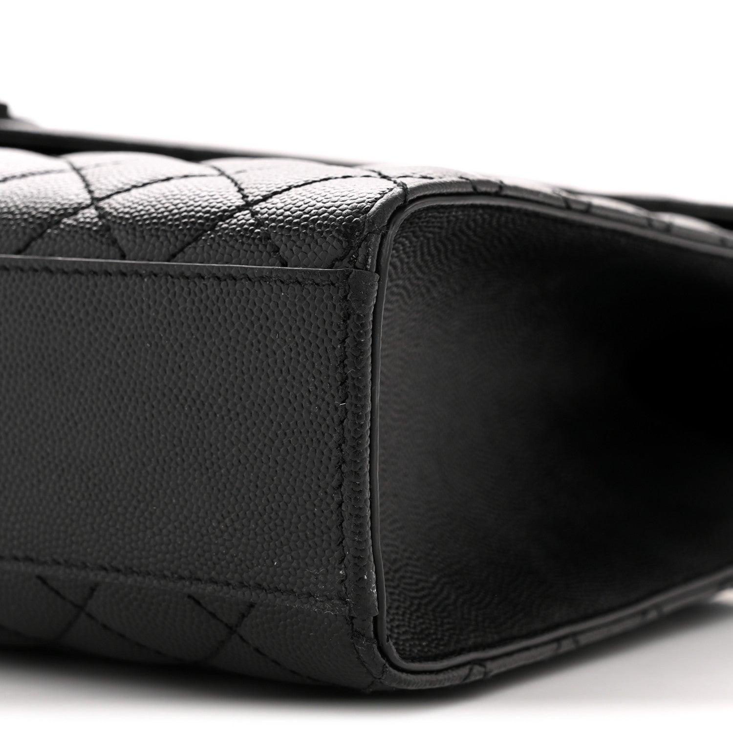 Saint Laurent Grain De Poudre Textured Mixed Matelasse Large Triquilt Monogram Monochrome Satchel Black 10 of 15