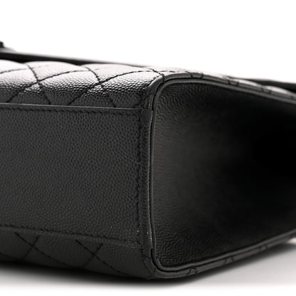 Saint Laurent Grain De Poudre Textured Mixed Matelasse Large Triquilt Monogram Monochrome Satchel Black 10 of 15