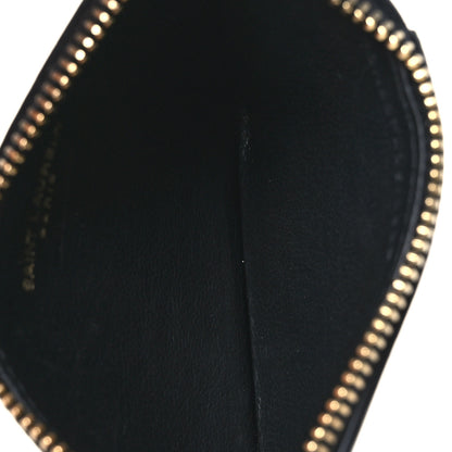 Saint Laurent Grained Calfskin Monogram 5 Fragments Zip Pouch Card Holder Black 5 of 8