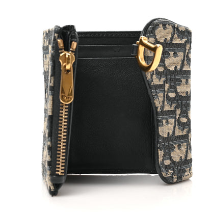 Christian Dior Oblique Saddle Lotus Wallet Blue 5 of 6