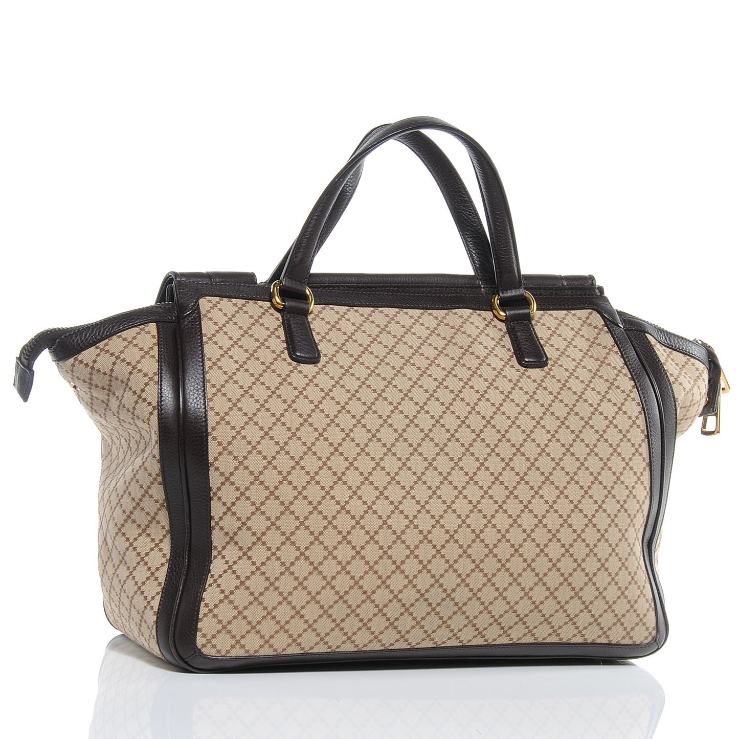 Diamante Cellarius Calfskin Medium 1973 Top Handle Bag Beige Ebony Cocoa