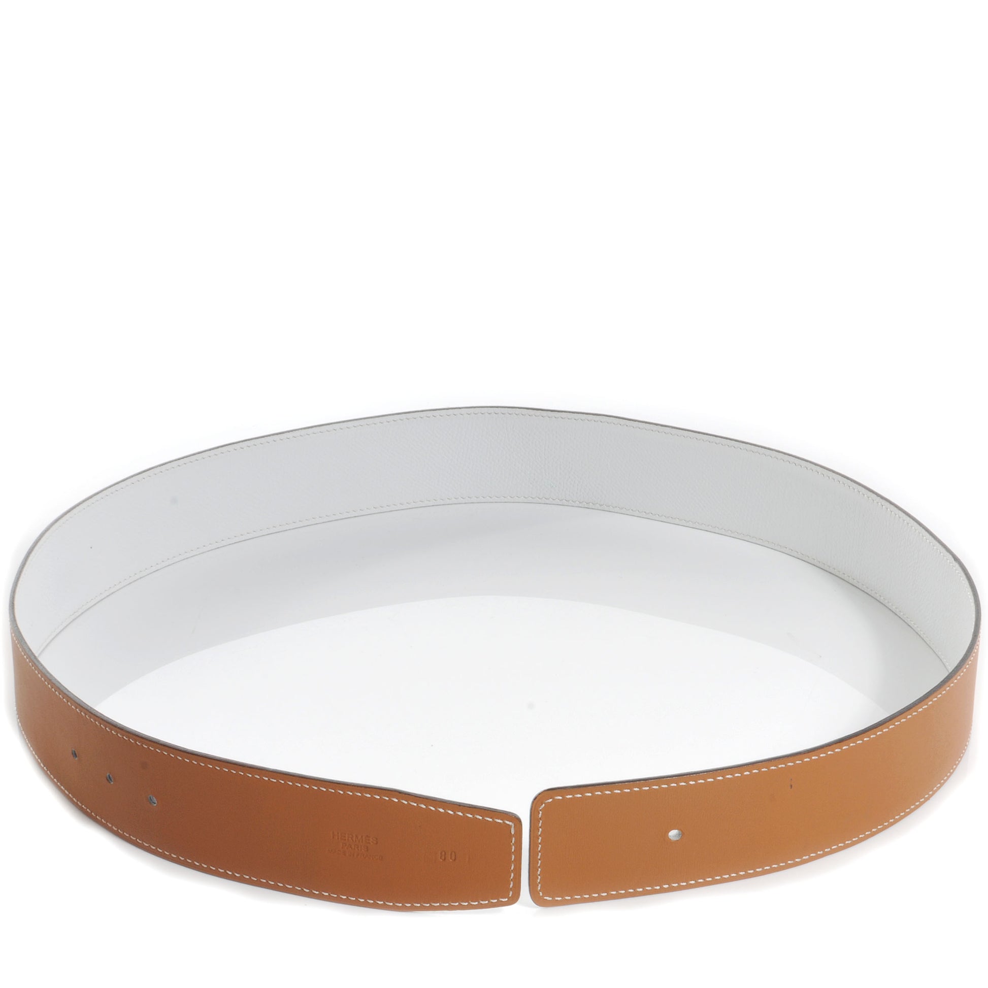 Hermes Chamonix Epsom Reversible 42mm Belt Strap 80 Natural Blanc 1 of 6
