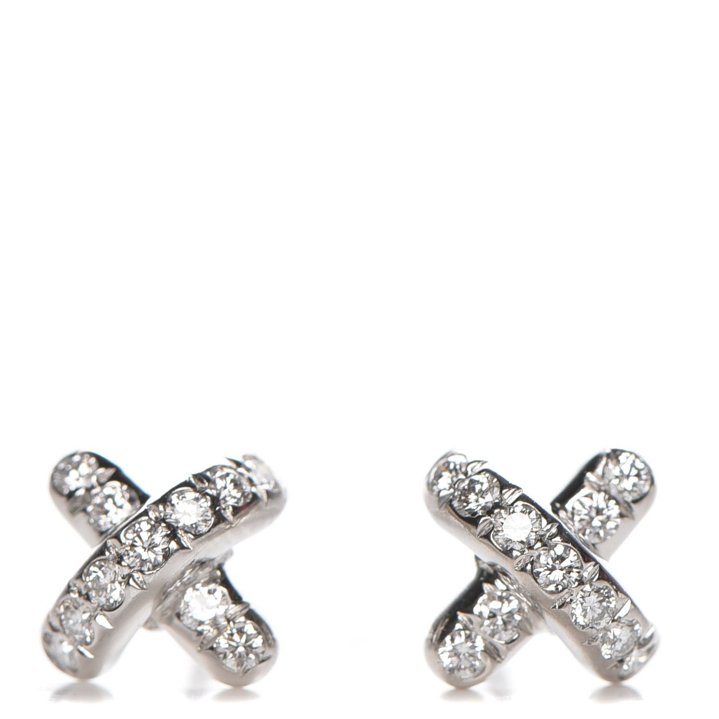 Platinum Diamond Cross Stitch Stud Earrings