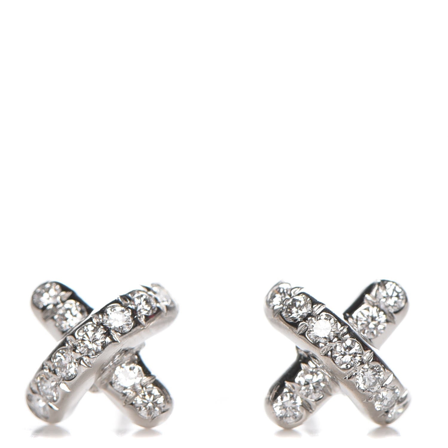 Tiffany Platinum Diamond Cross Stitch Stud Earrings 1 of 7