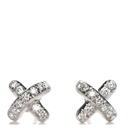 Tiffany Platinum Diamond Cross Stitch Stud Earrings 1 of 7