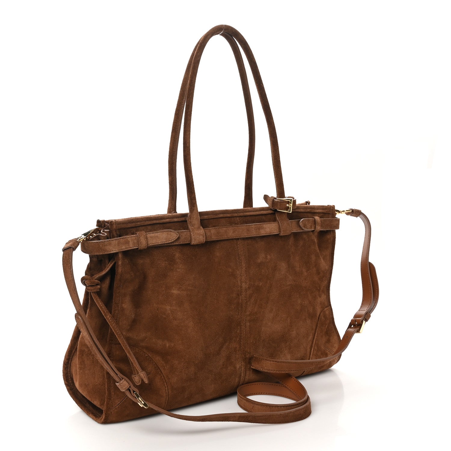 Prada Suede Large Bonnie Shoulder Bag Cocoa Brown 2 of 9