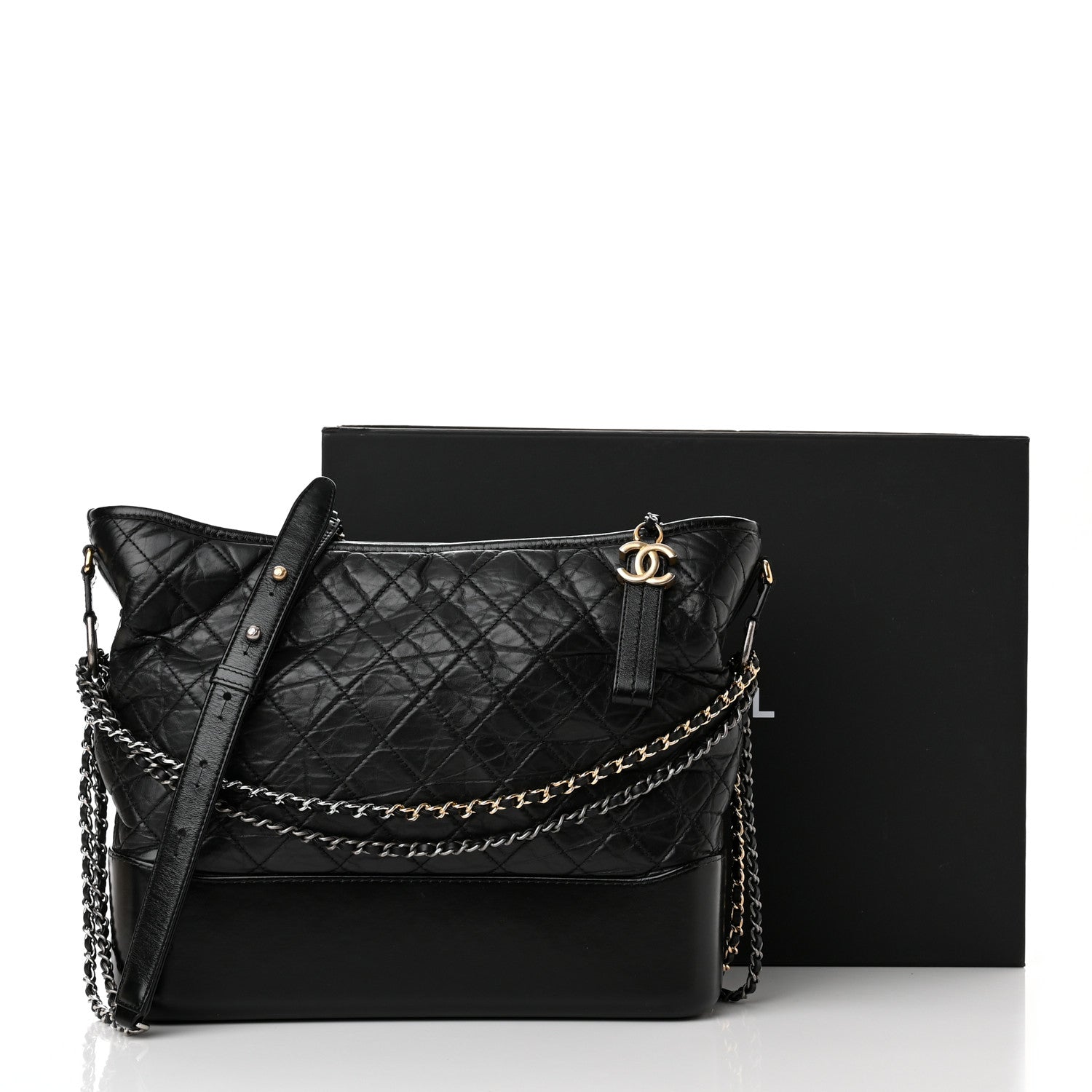 Chanel Aged Calfskin Quilted Large Gabrielle Hobo Black 11 of 11