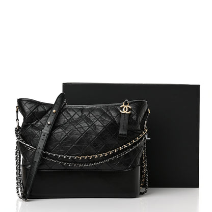 Chanel Aged Calfskin Quilted Large Gabrielle Hobo Black 11 of 11