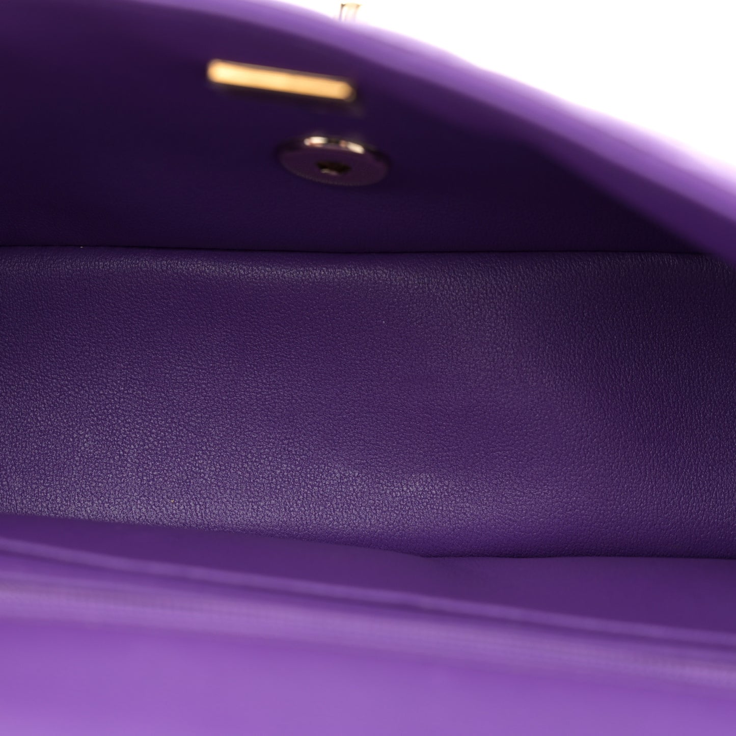 Lambskin Quilted Mini Top Handle Rectangular Flap Dark Purple