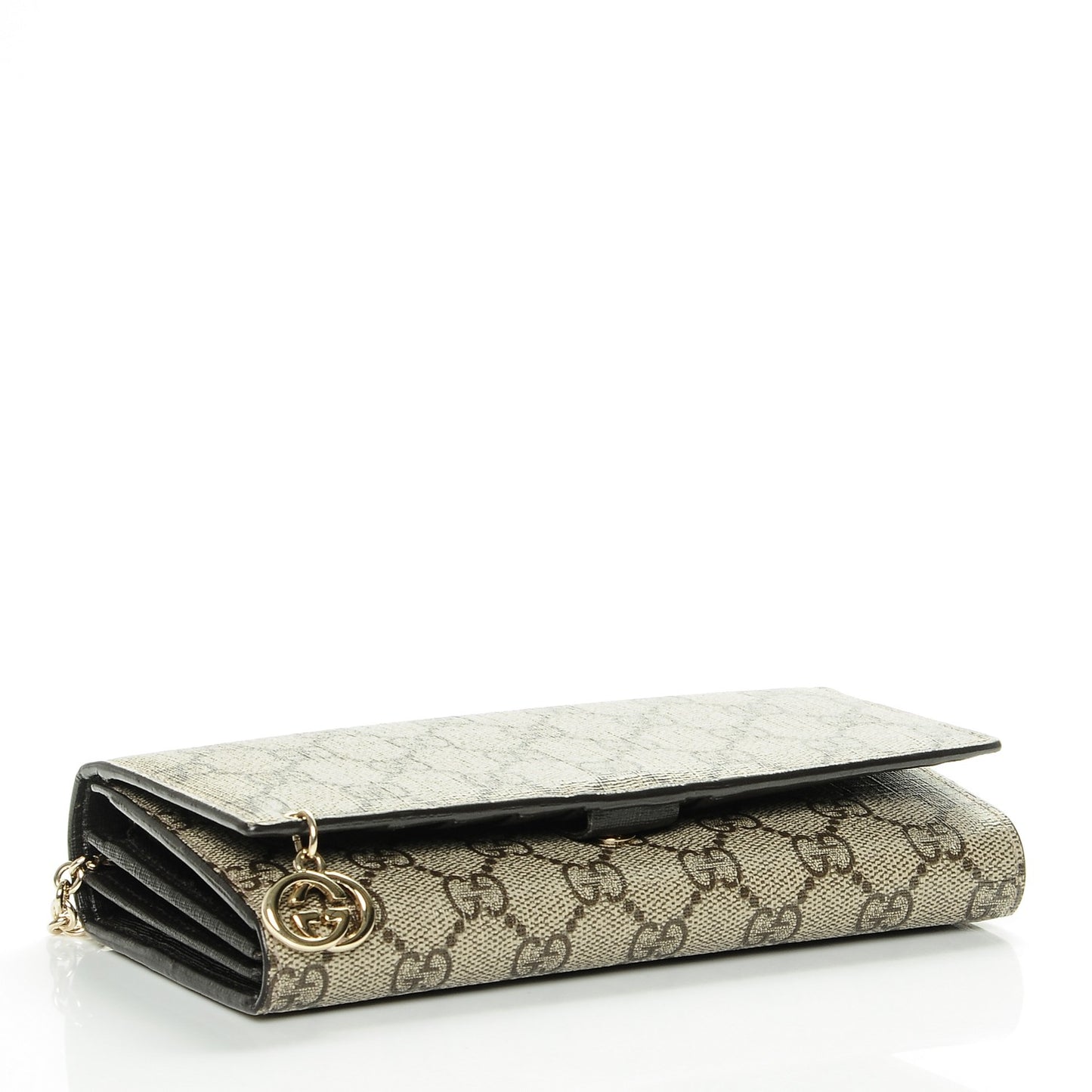 GG Supreme Monogram GG Pierce Chain Clutch Wallet Beige Ebony Black