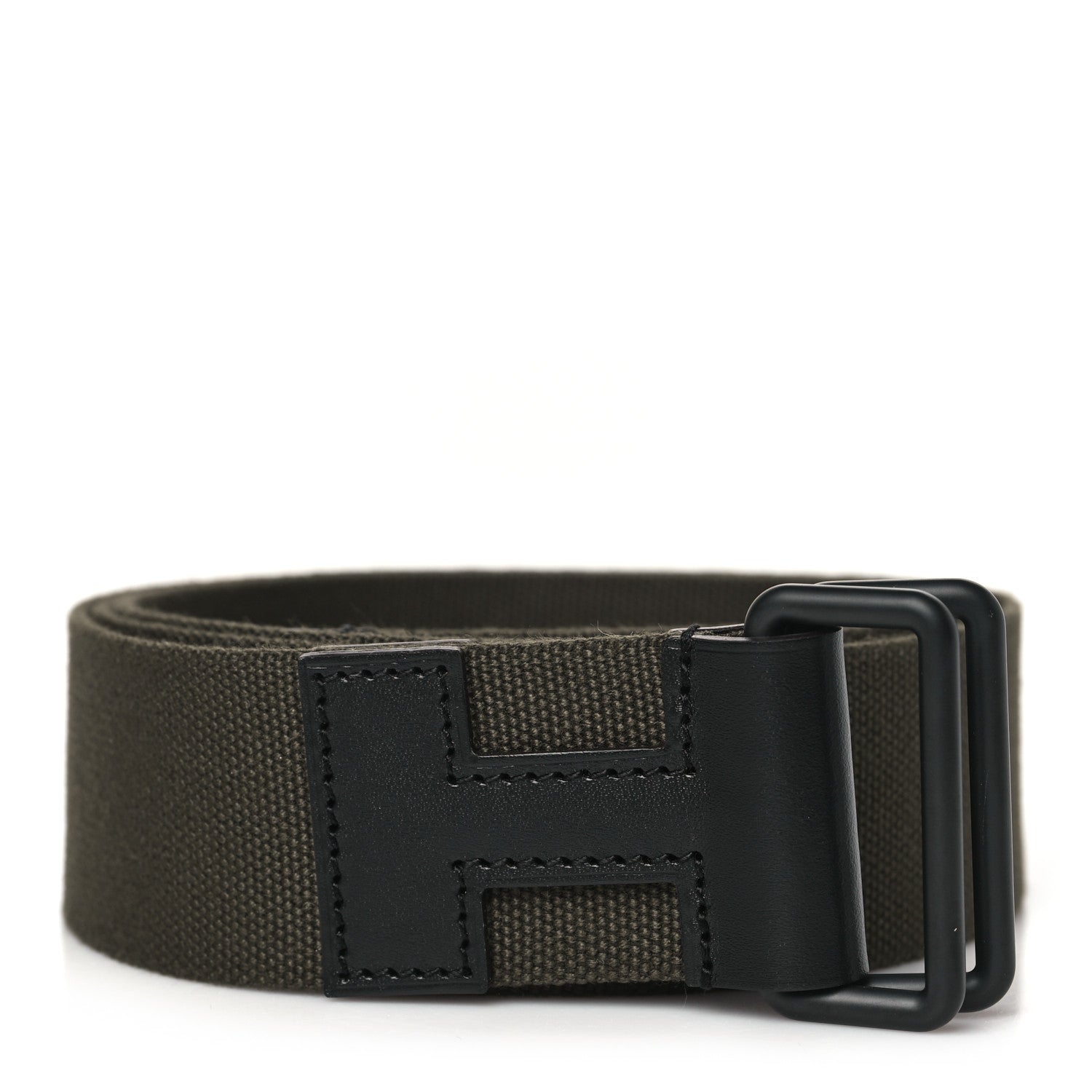 Hermes Canvas Strap Tethys 30 Belt Black Titanium L Khaki So Black 1 of 6