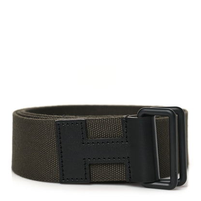 Hermes Canvas Strap Tethys 30 Belt Black Titanium L Khaki So Black 1 of 6