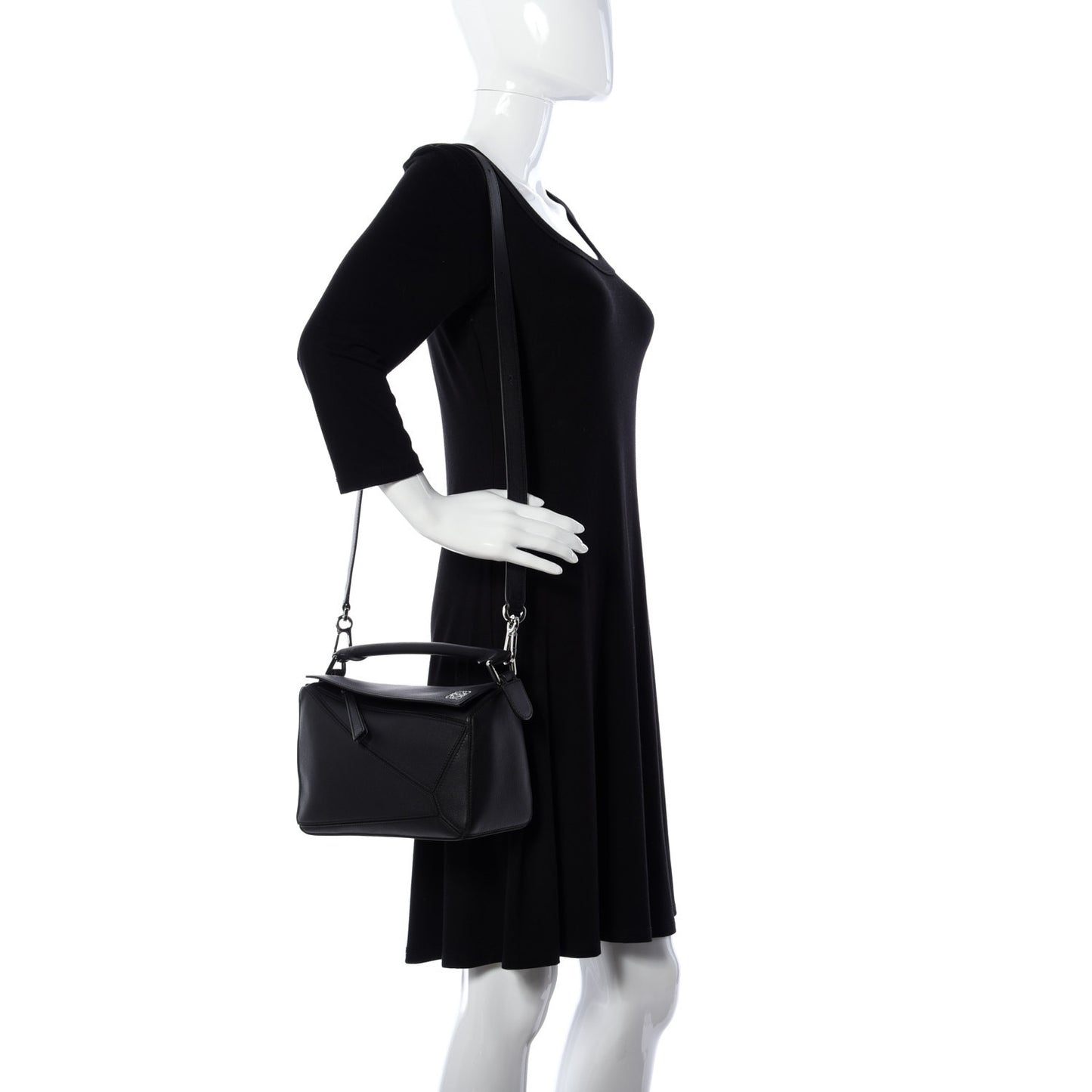 Calfskin Small Puzzle Bag Black