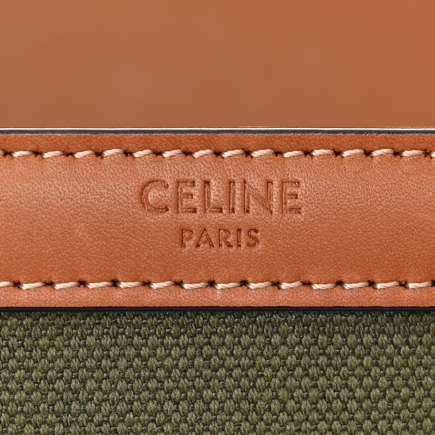 Celine Textile Natural Calfskin Medium Triomphe Bag Green 6 of 10