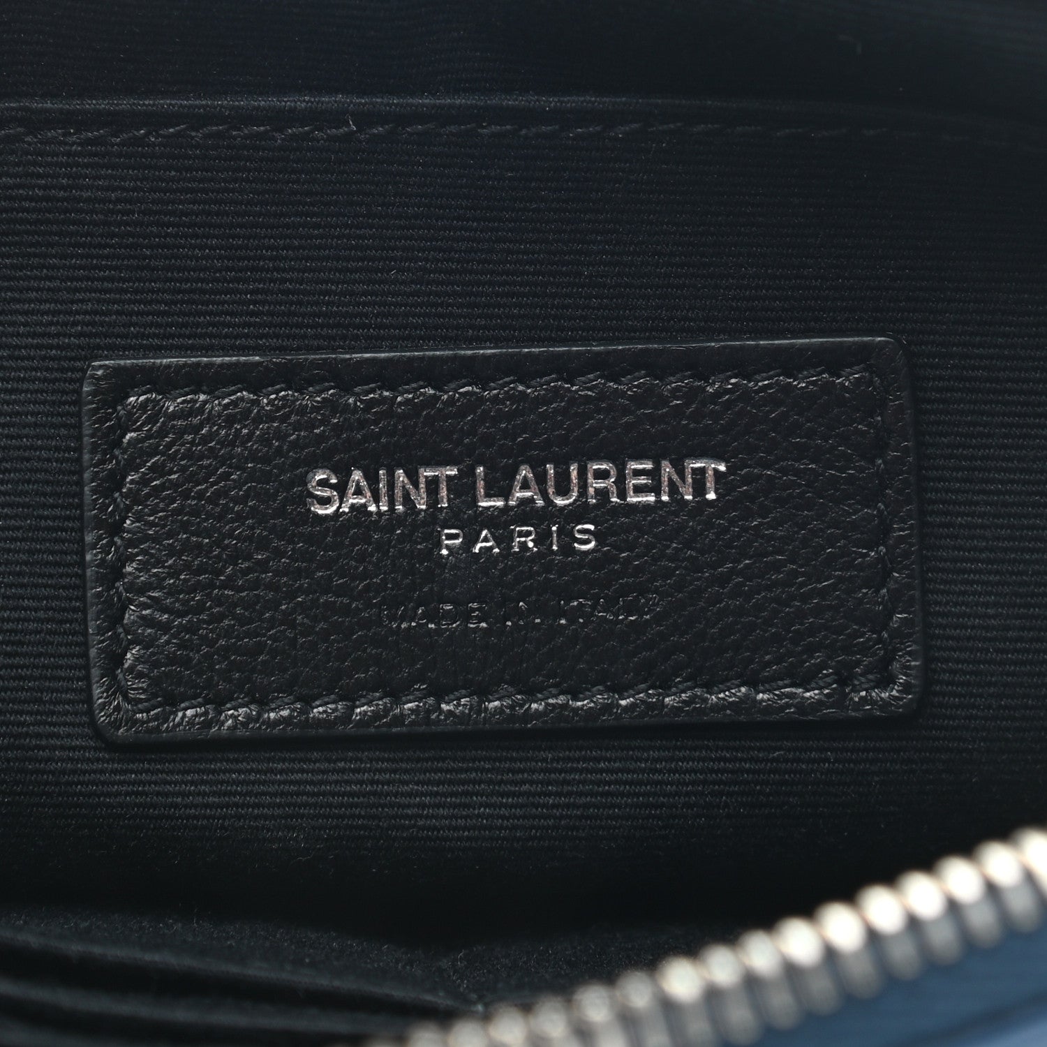 Saint Laurent Calfskin Matelasse Chevron Monogram Zip A5 Pouch Medium Blue 6 of 8