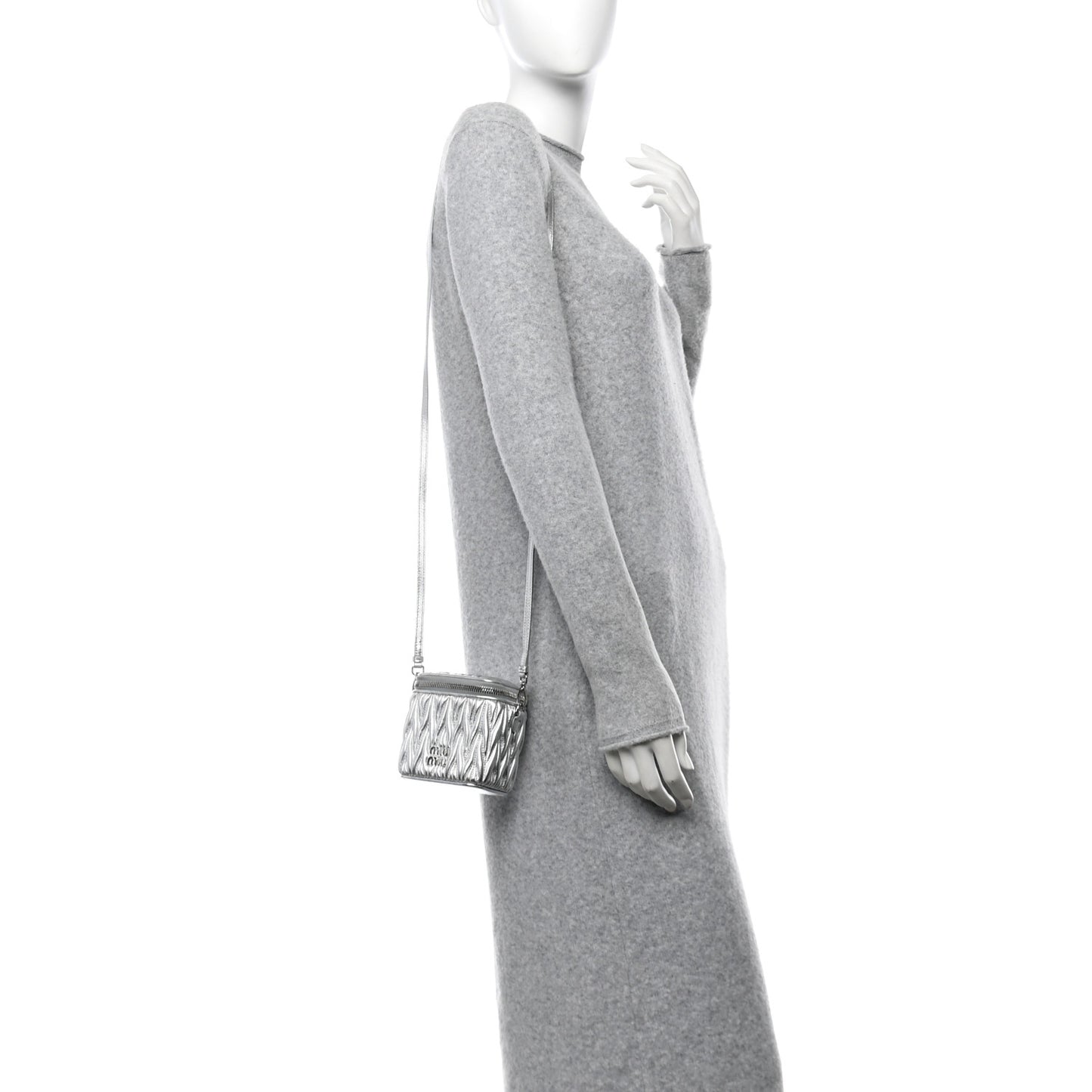 Metallic  Nappa Matelasse Micro Vanity Case Silver