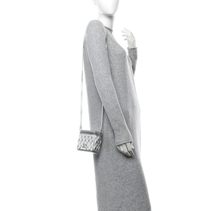 Miu Miu Metallic  Nappa Matelasse Micro Vanity Case Silver 2 of 11
