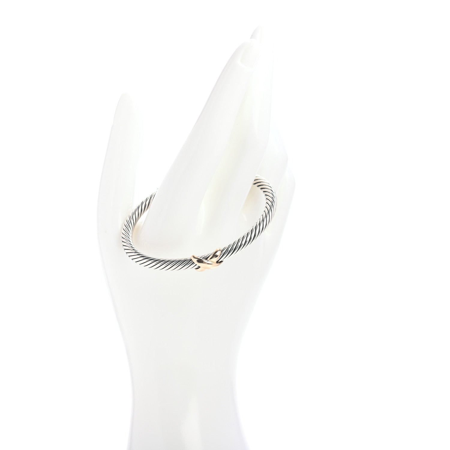 David Yurman Sterling Silver 14K Yellow Gold 5mm X Station Cable Bracelet 2 of 4